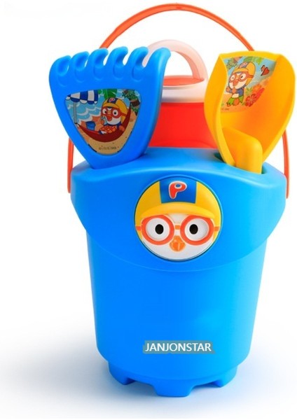 Janjon Star Çocuk Plaj Oyuncakları, Plaj Kovası, Kum Saati, Kum Oyunu, Su Kazma, Kum Küreği Alet Seti, 6 Parçalı Set (Yurt Dışından)