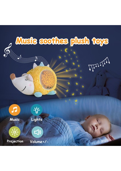 Janjon Star Bebek Yatıştırıcı Projeksiyon Gece Lambası Müzik Bebek Uyku Yıldızlı Gökyüzü Projektörü Çocuk Peluş Bebek Bebek (Yurt Dışından)