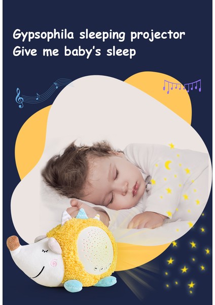 Janjon Star Bebek Yatıştırıcı Projeksiyon Gece Lambası Müzik Bebek Uyku Yıldızlı Gökyüzü Projektörü Çocuk Peluş Bebek Bebek (Yurt Dışından)