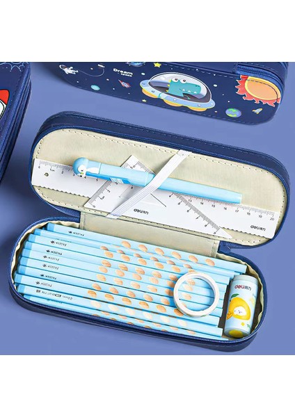 Ilkokul Öğrencileri Okula Başlar Kırtasiye Kutusu Çocuk Karikatür Astronot Çift Katmanlı Kalem Kutusu (Yurt Dışından) modelleri