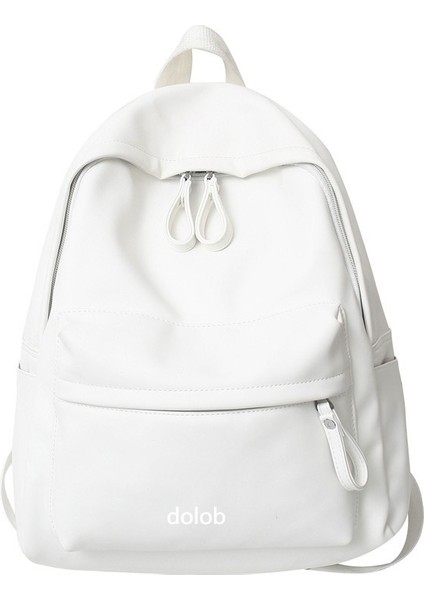 Omuzdan Askili Çanta Kadın Harajuku Kolej Okul Çantası Ortaokul Öğrencisi Kore Versiyonu Basit Düz Renk Büyük Kapasiteli Öğrenci Sırt Çantası (Yurt Dışından)