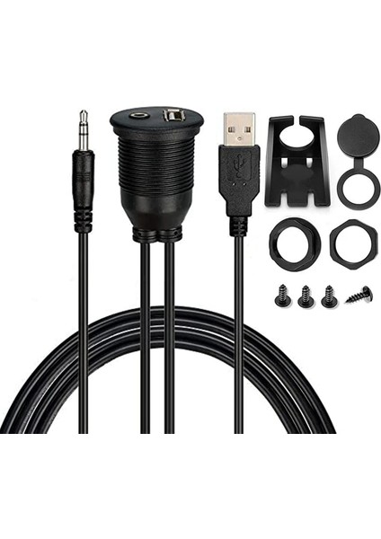 Montaj Tipi USB Aux Uzatma Kablosu Montaj Edilebilir Stereo USB Kablo 3 Metre