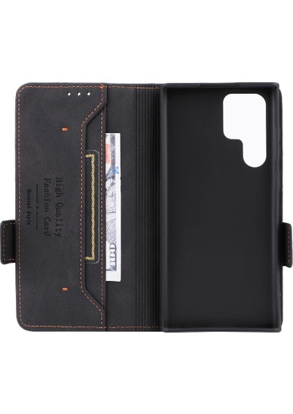 Samsung Galaxy S22 Ultra Deri Folio Flip Case Kart Ekleme Için Kılıf (Yurt Dışından) fırsatları