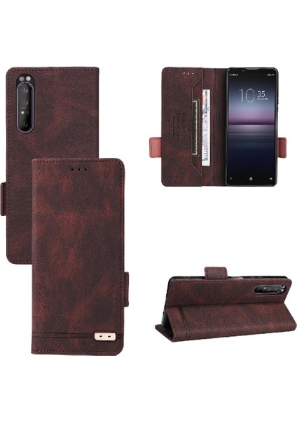 Kart Tutucu Kickstand Koruyucu Kapak Kartı ile Sony XPERIA1II Için Kılıf (Yurt Dışından)