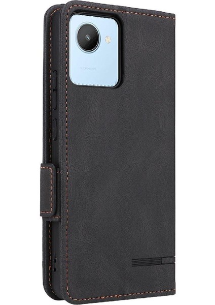 Oppo Realme C30 Kart Ekleme Deri Için Kılıf Folio Flip Case Tam (Yurt Dışından)