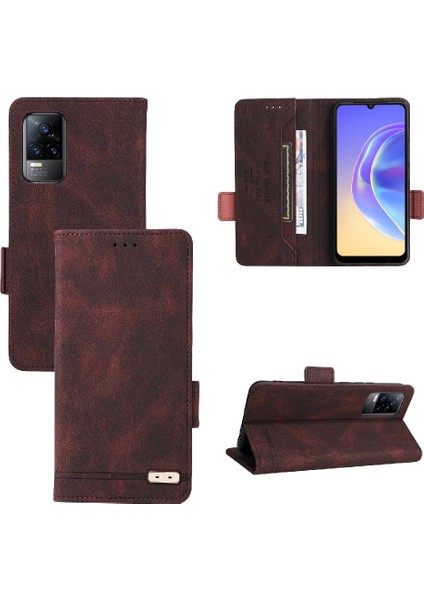 Vivo V21E 4G/Y73 2021 Kart Ekleme Deri Folio Flip Case Için Kılıf (Yurt Dışından)