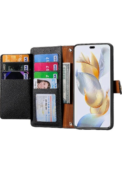 Huawei Onur Için Kılıf 90 Pro 5g Fermuar Cüzdan Kordon Aşk Deri Kılıf (Yurt Dışından)