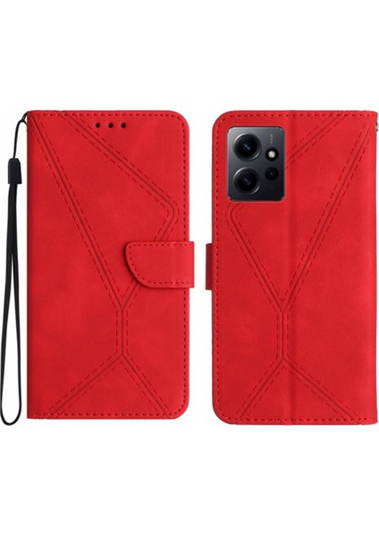 Xiaomi Redmi Için Not 12 4g Telefon Kılıfı Dikiş Kabartmalı Yumuşak Pu Tpu (Yurt Dışından)