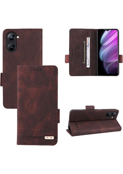 Realme V30/V30T 5g Deri Folio Flip Case Koruyucu Kapak Tam (Yurt Dışından)