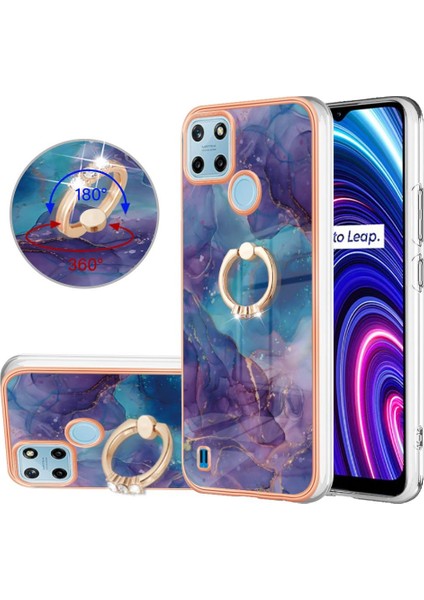 Realme C21Y/C25Y Mermer Darbeye Dayanıklı Tpu Silikon 360 &deg; Dönebilir (Yurt Dışından)