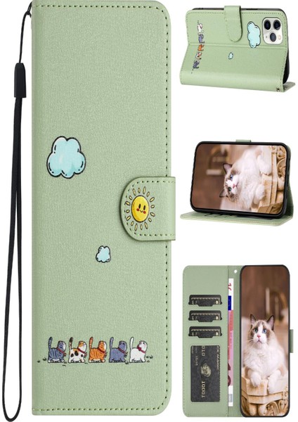 Iphone 11 Için Pro Max Karikatür Kedi Telefon Kılıfı Deri Kılıf (Yurt Dışından)