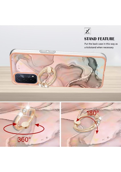 Oppo A93 5G/A93S 5g Tampon Için Kılıf 360 &deg; Dönebilir Yüzük Mermer Darbeye (Yurt Dışından) modelleri
