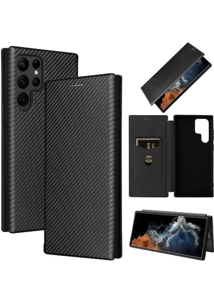 Samsung Galaxy S22 Ultra Deri Folio Flip Case Kart Ekleme Için Kılıf (Yurt Dışından)