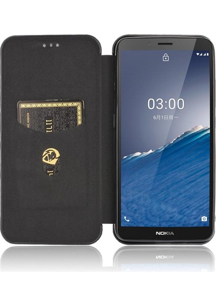 Kart Tutucu Kickstand Deri Folio Flip Case ile Nokia C3 Için Kılıf (Yurt Dışından) indirimleri