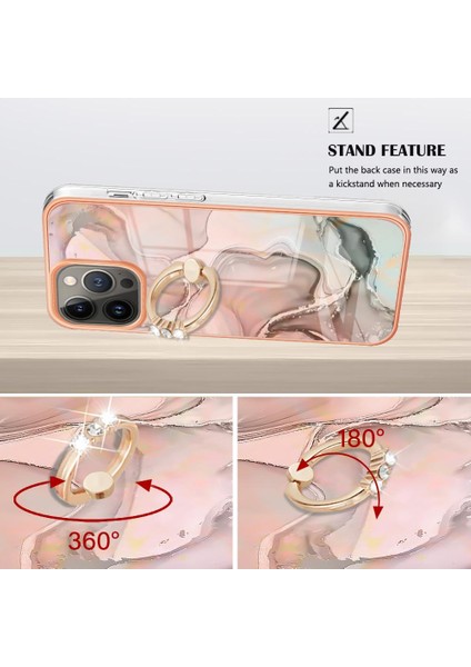 IPhone 13 Için Kılıf Pro Max Mermer Darbeye Tpu Silikon 360 &deg; Dönebilir (Yurt Dışından)