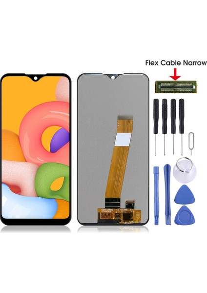 Pls Tft LCD Sayısallaştırıcı Tam Embly (Flex Kablosu Dar) (Siyah) ile Galaxy A01 Için (Yurt Dışından)