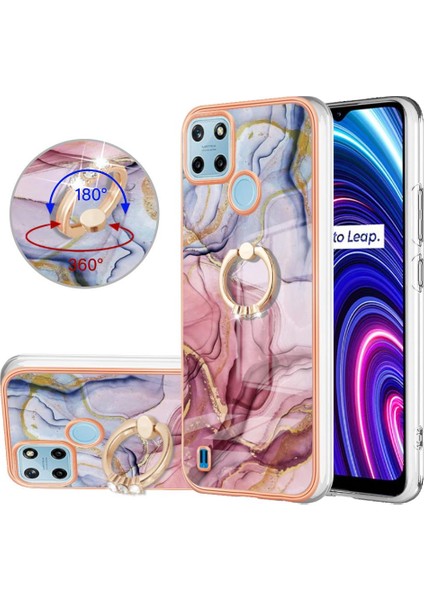 Realme C21Y/C25Y Mermer Darbeye Dayanıklı Tpu Silikon 360 &deg; Dönebilir (Yurt Dışından)