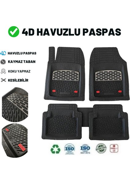 Audi A3 Hb 2011 ile Uyumlu 4d Havuzlu Üniversal Yeni Nesil Pro Paspas Siyah - Black