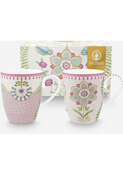 Pip Studio Lily & Lotus Mor Porselen Kupa Seti 350 ml