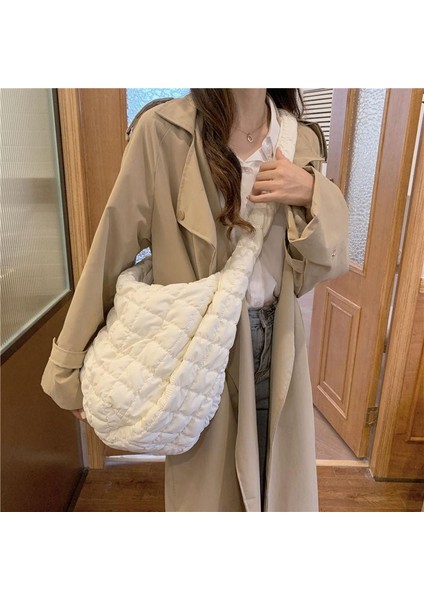Bulut Pileli Büyük Çanta Kadınlar Için Büyük Kapasiteli Çanta Retro Crossbody Çanta (Yurt Dışından)