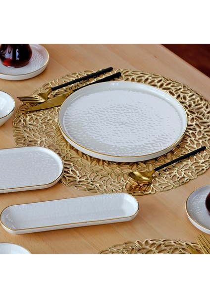 Krem Altın Yaldızlı 32 Parça Seramik Kahvaltı Takımı