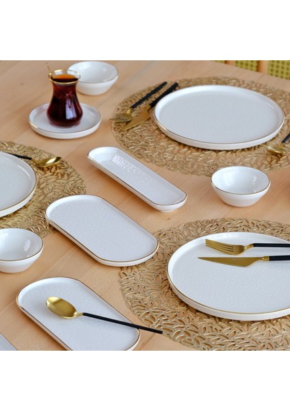 Krem Altın Yaldızlı 32 Parça Seramik Kahvaltı Takımı fiyatları