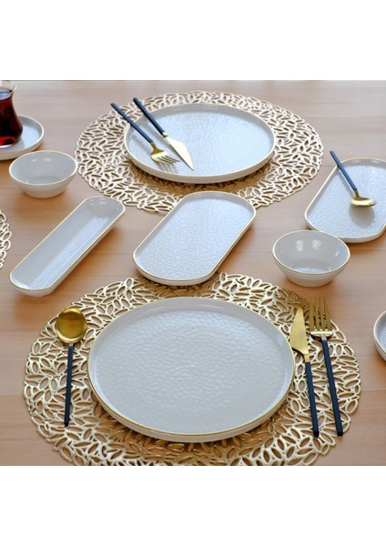 Krem Altın Yaldızlı 32 Parça Seramik Kahvaltı Takımı modelleri