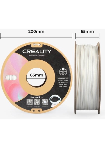 Cr-Pla Mat Gri 1.75MM Pla 3D Baskı Filamenti 1kg