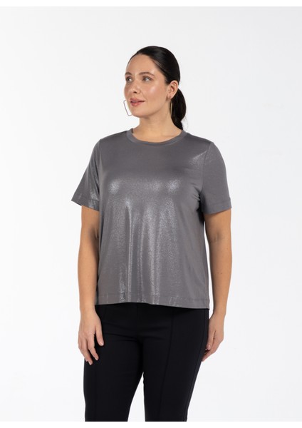 Yuvarlak Yaka Düz Antrasit Kadın T-Shirt Jasmıne fiyatları