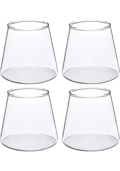 Piramit Cam Kahve,latte,meşrubat Bardağı, Tatlı Sunum Kasesi 300 ml Dörtlü-2838