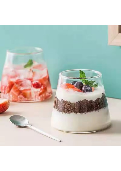 Piramit Cam Kahve,latte,meşrubat Bardağı, Tatlı Sunum Kasesi 300 ml Dörtlü-2838