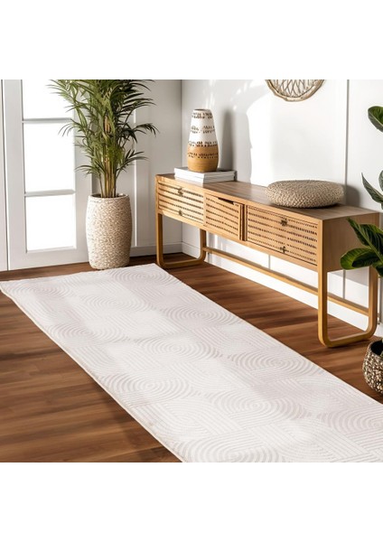 Kabartmalı Yumuşak Karo Desenli Iskandinav Bohem Tarzı Halı Krem Tonlarında modelleri