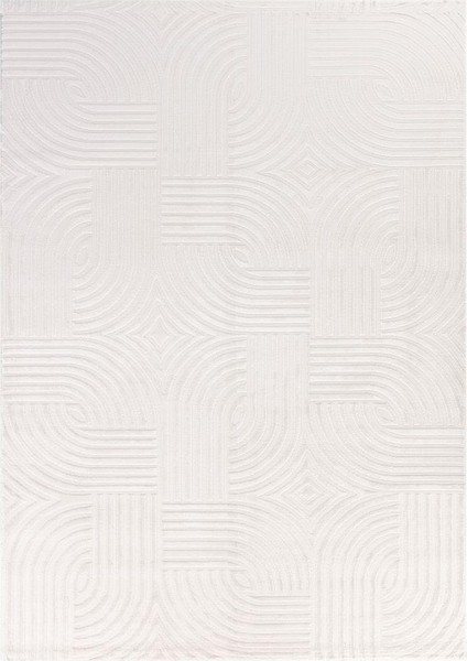 Kabartmalı Yumuşak Karo Desenli Iskandinav Bohem Tarzı Halı Krem Tonlarında indirimleri