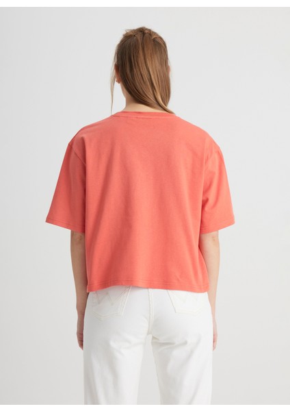 Bisiklet Yaka Koyu Turuncu Kadın T-Shirt W241608B50-BISIKLET Yaka T-Shirt indirimleri