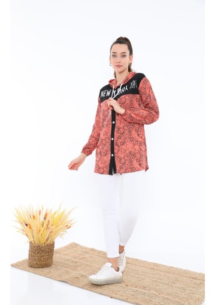 2158 Desenli Kapüşonlu Tunik