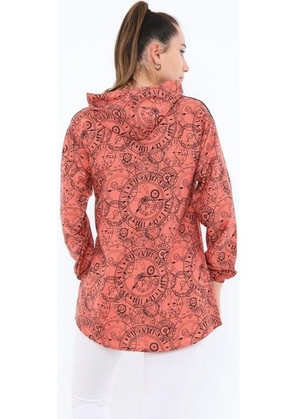 2158 Desenli Kapüşonlu Tunik