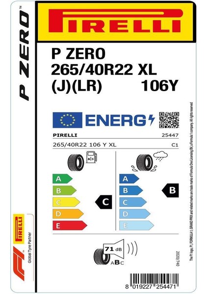 265/40 R22 106Y Xl Pzero (J) (Lr) Oto Yaz Lastiği (Üretim Yılı: 2023) fırsatları