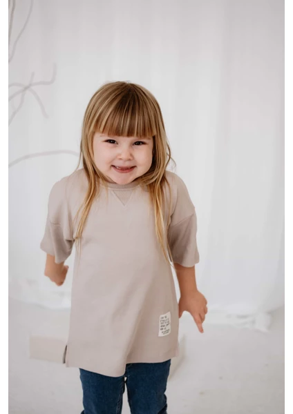 Babybek Collection Oversize Çocuk Vizon T-Shirt