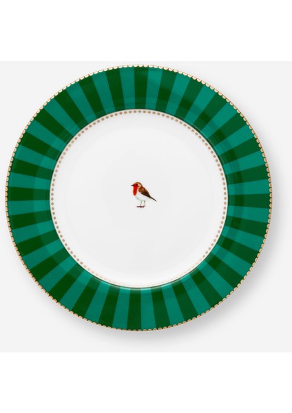 Love Birds Yeşil Porselen Pasta Tabağı 17 cm