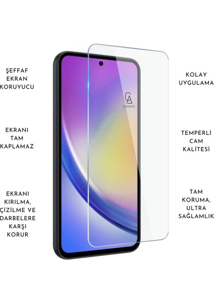 Samsung Galaxy A35 ile Uyumlu Kılıf Soft Yumuşak Telefon Kılıfı ve Temperli Cam Ekran Koruyucu