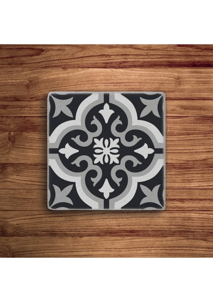 Gri Tile Desen Doğal Taş Traverten Bardak Altlığı 4 Lü Set fiyatları