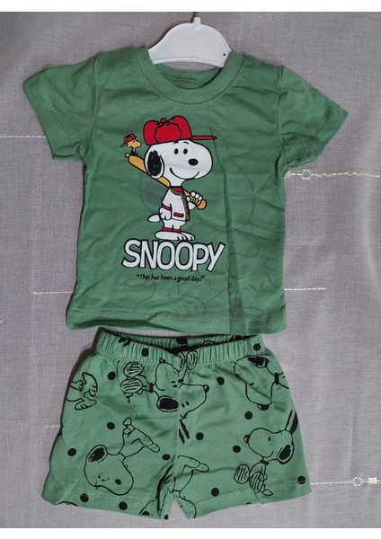 Erkek Çocuk Snoopy Şort Tişört Takım 2 Parça