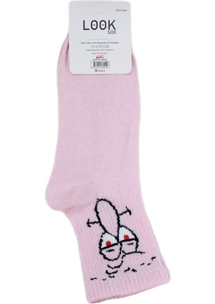 Look Socks Squidward Dokunaç Karakter Desenli Pembe Kolej Çorap 3 Çift