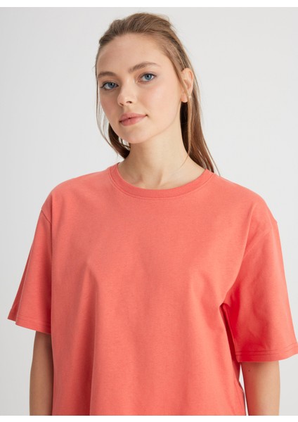 Bisiklet Yaka Koyu Turuncu Kadın T-Shirt W241608B50-BISIKLET Yaka T-Shirt modelleri