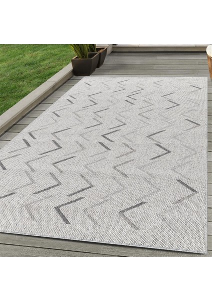 Dış Mekan Bahçe Balkon Teras Halısı Iskandinav Desen Krem Renkli