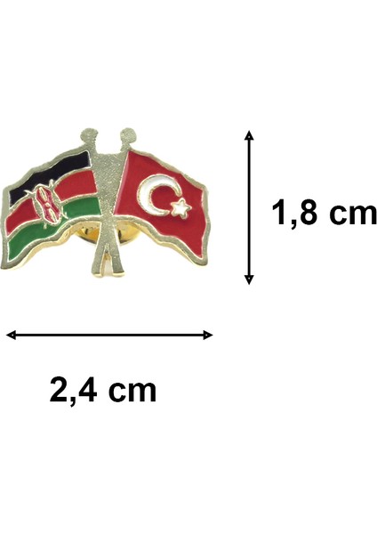 Kenya Türkiye Flamalı Gold Renk Metal Yaka Rozeti 1 Adet fiyatları