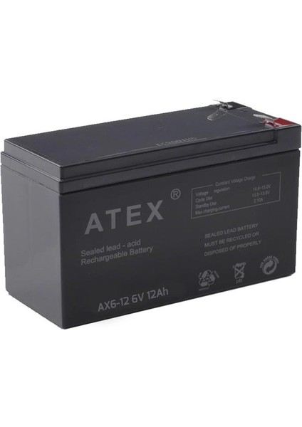 Akü 6V 12A (15X9X5CM) Atex