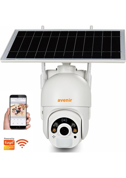 AV-S260 Dome Solar Smart Güvenlik Kamerası 2mp 3.6 mm Wi-Fi Ptz Renkli Gece Görüş Harekete Duyarlı