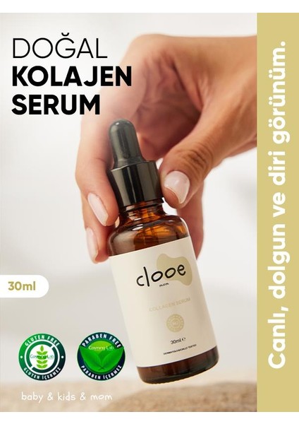 Doğal Kolajen Serum - Gliserin + Hyaluronik Asit + Camellia Sinensis + Kolajen, 30ml