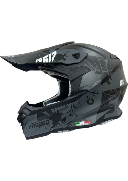 617 Cross Kask Matt Siyah Gri Beden - Xxl